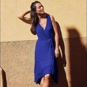 Athleta Windward Sleeveless Wrap Dress Blue Size XXS
